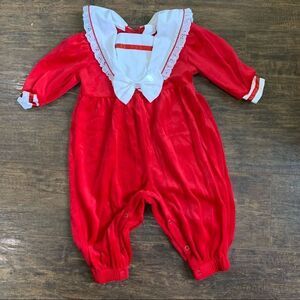 Vintage infant velvet romper